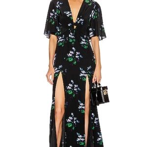 LES RÊVERIES For Fwrd The Front Flutter Sleeve Dress With Slits In Blue Daffodil